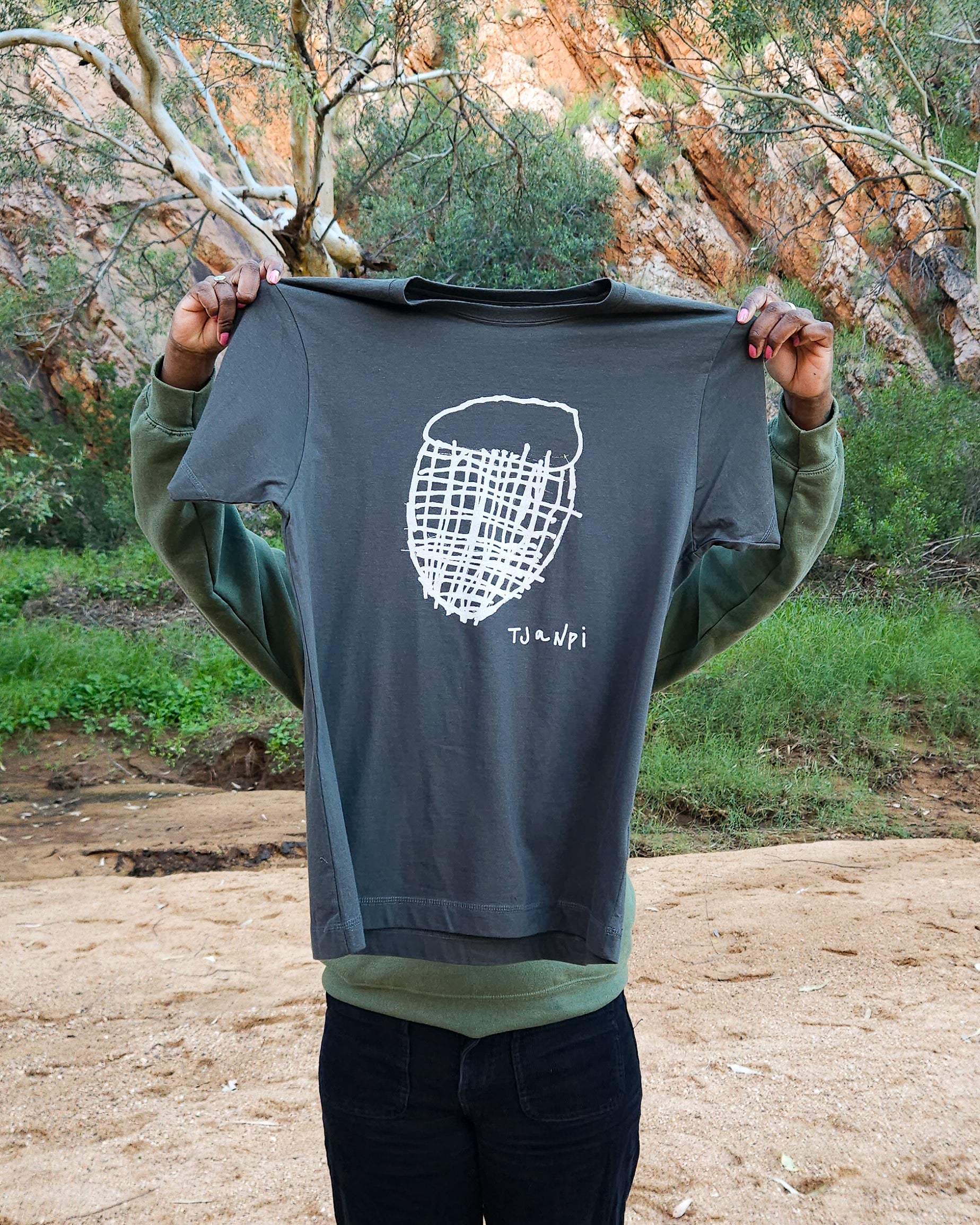 Adult Tee - Tjanpi Logo on Grey