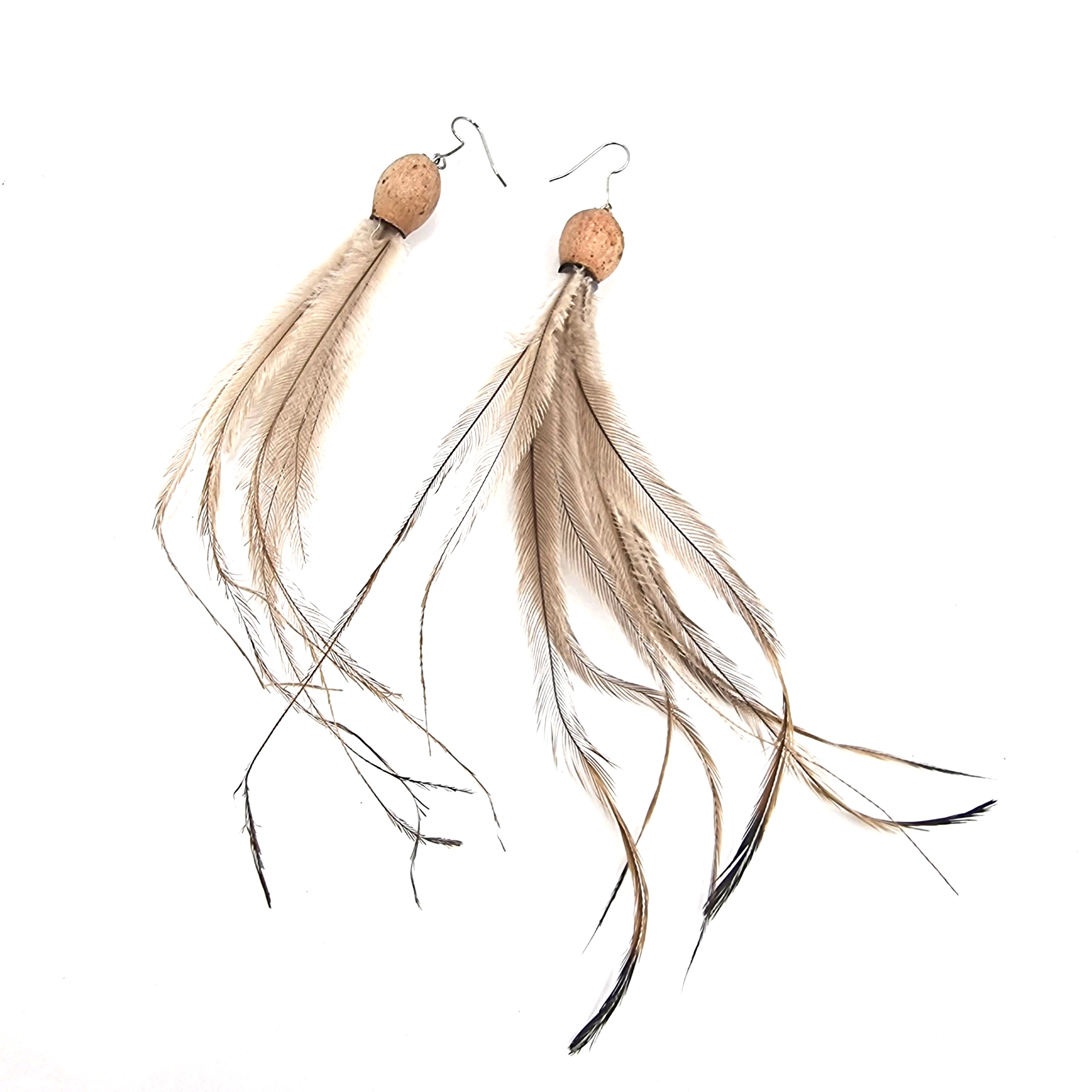 Seed & Emu Feather Earrings