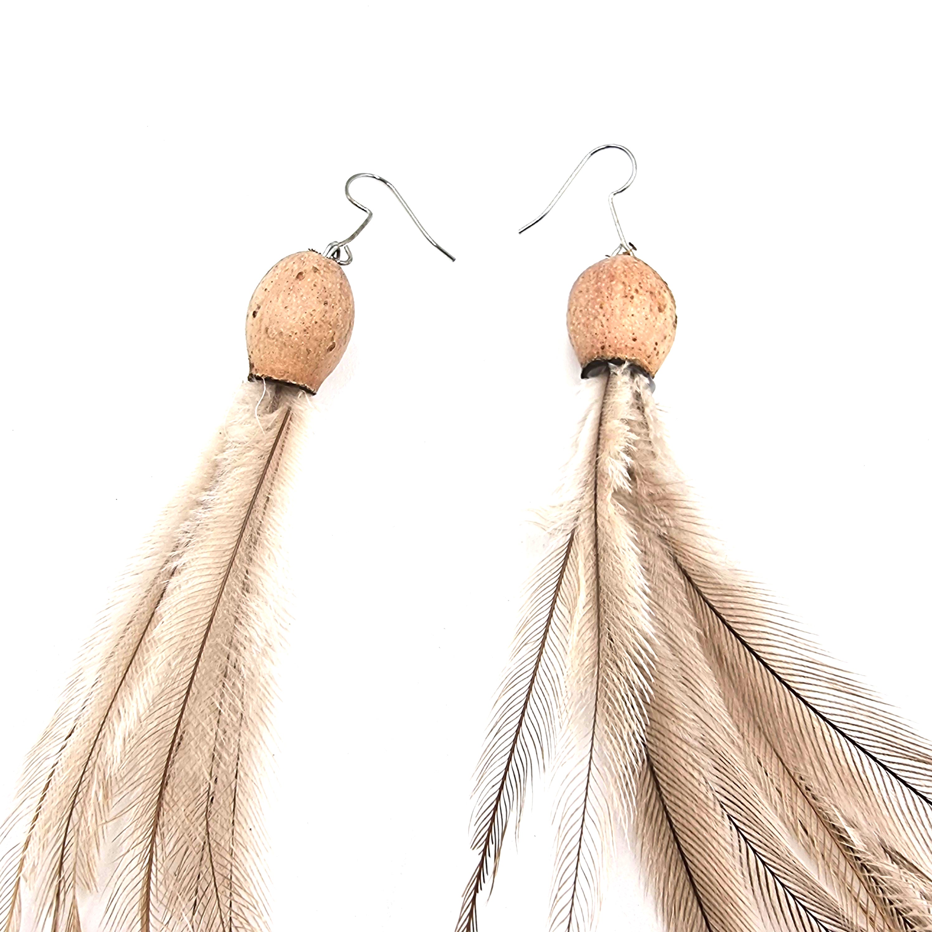 Seed & Emu Feather Earrings