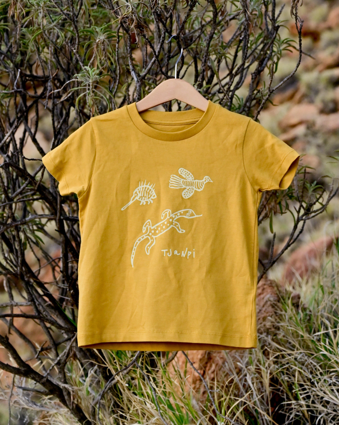 Kids Tee - Animals on Ochre