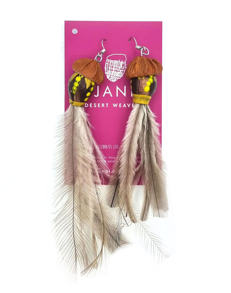 Seed and Feather Earrings