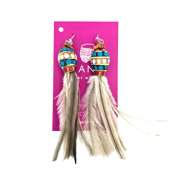 Seed and Feather Earrings