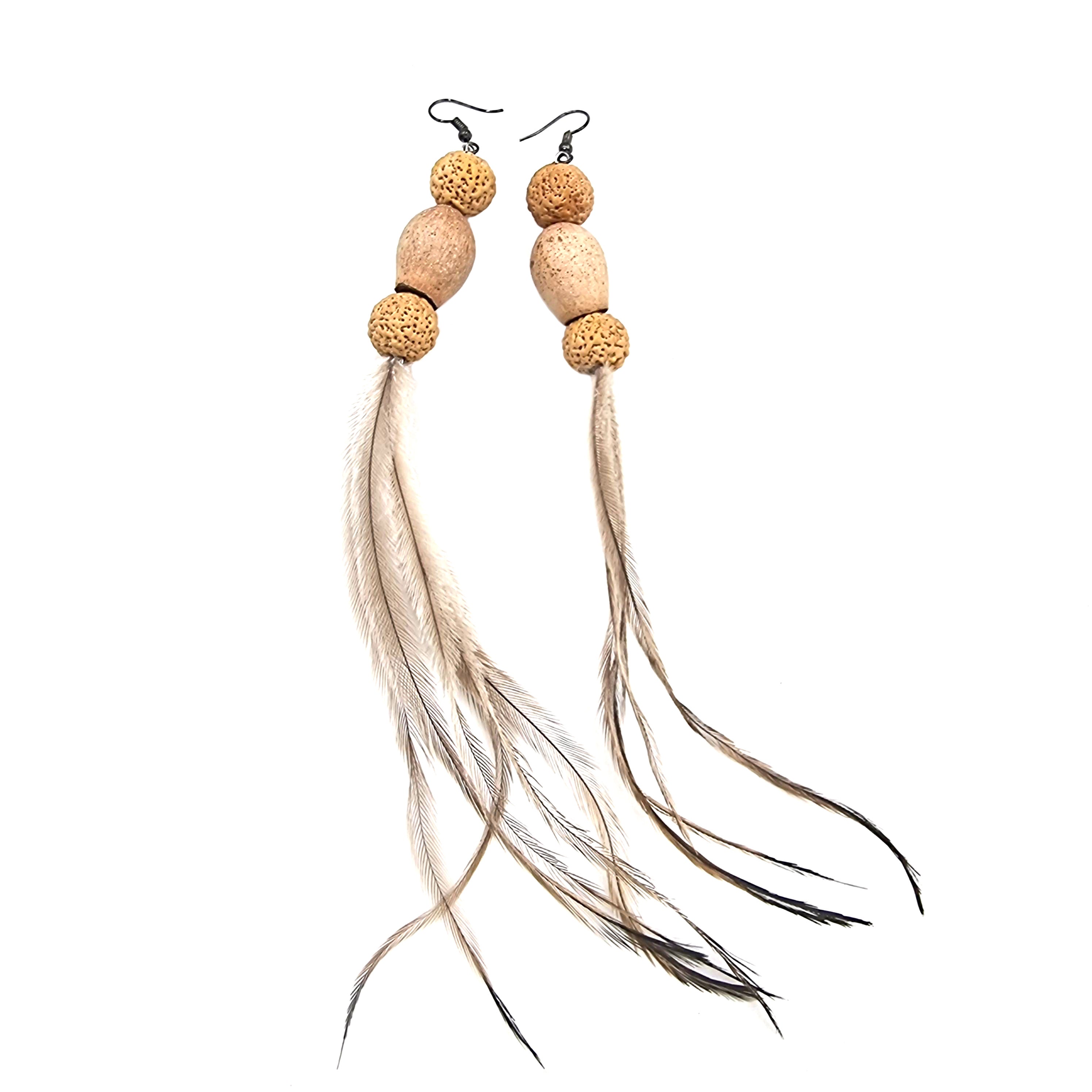 Seed & Emu Feather Earrings