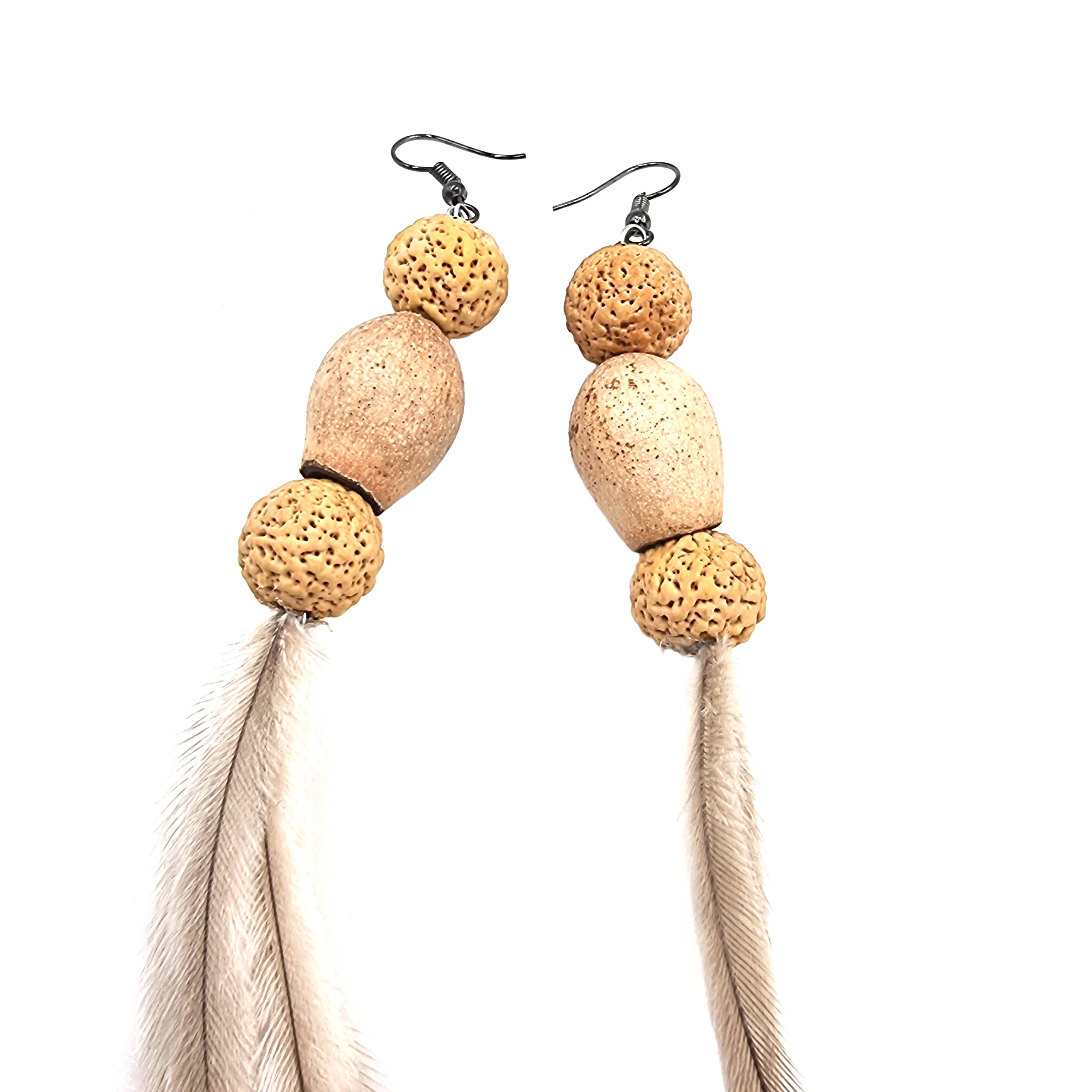 Seed & Emu Feather Earrings