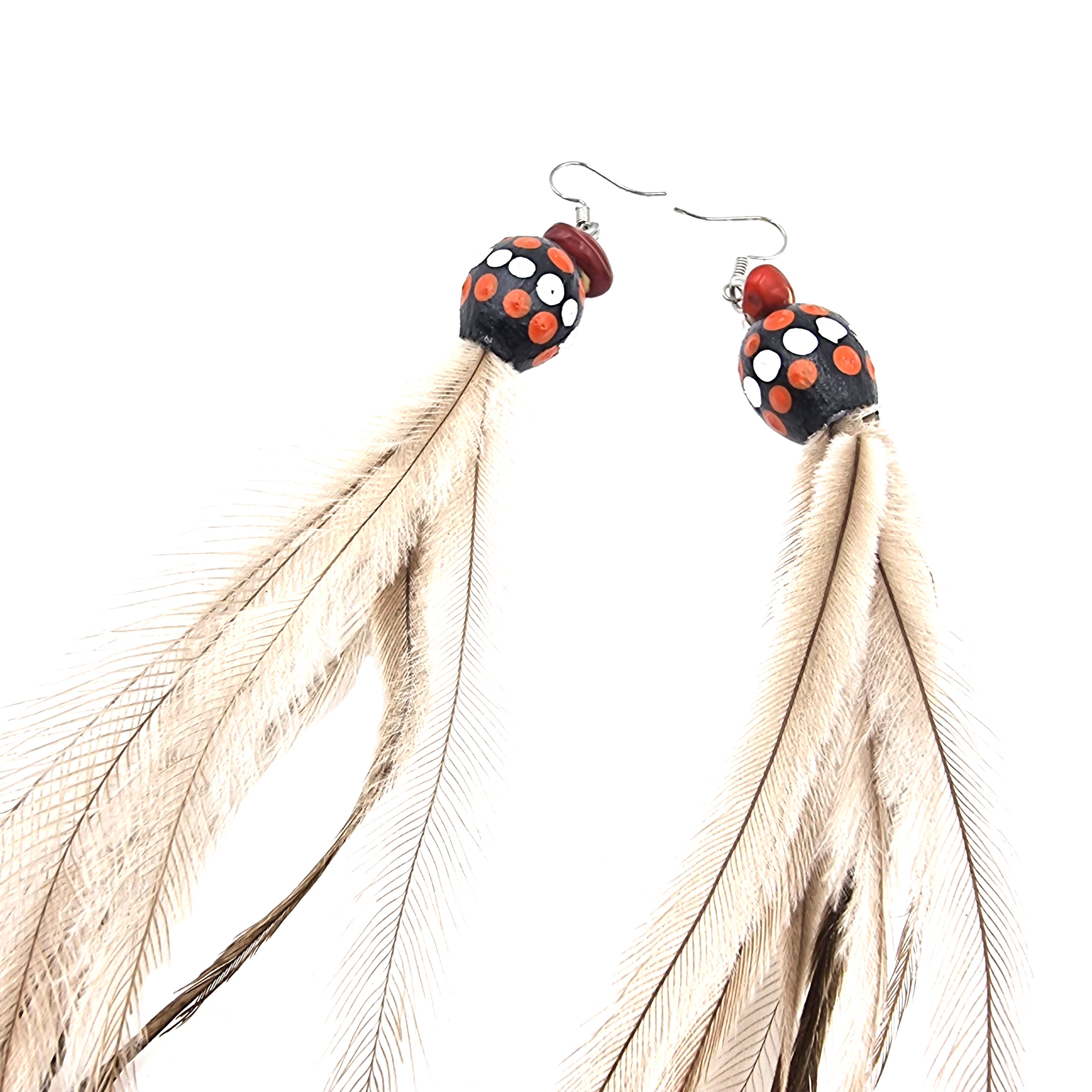 Seed & Emu Feather Earrings