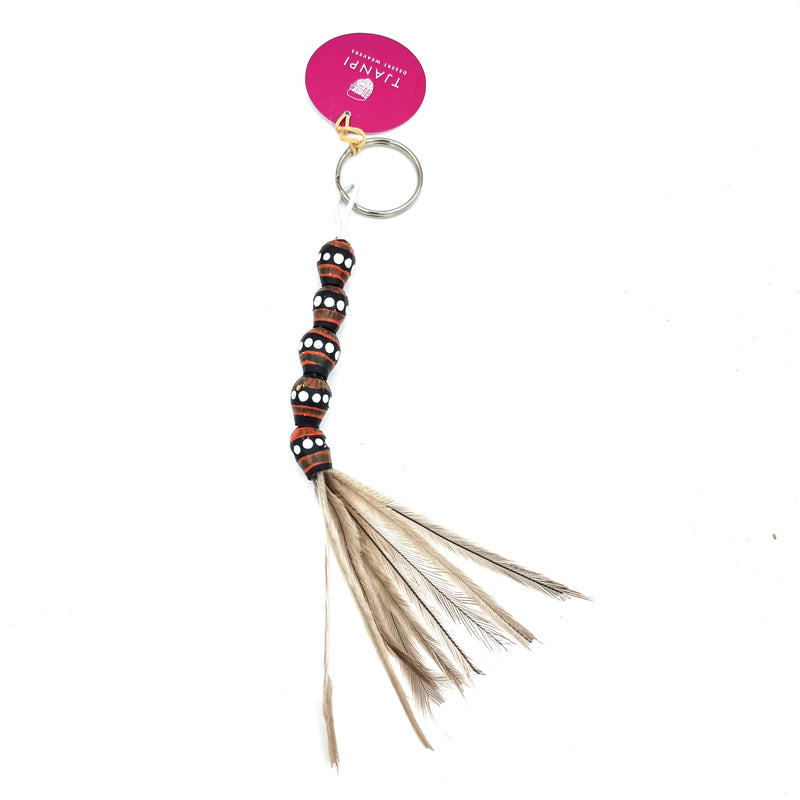 Painted Seed With Emu Feather Keychains – Tjanpi Desert Weavers