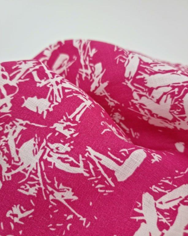 Tea Towel - Pink on White