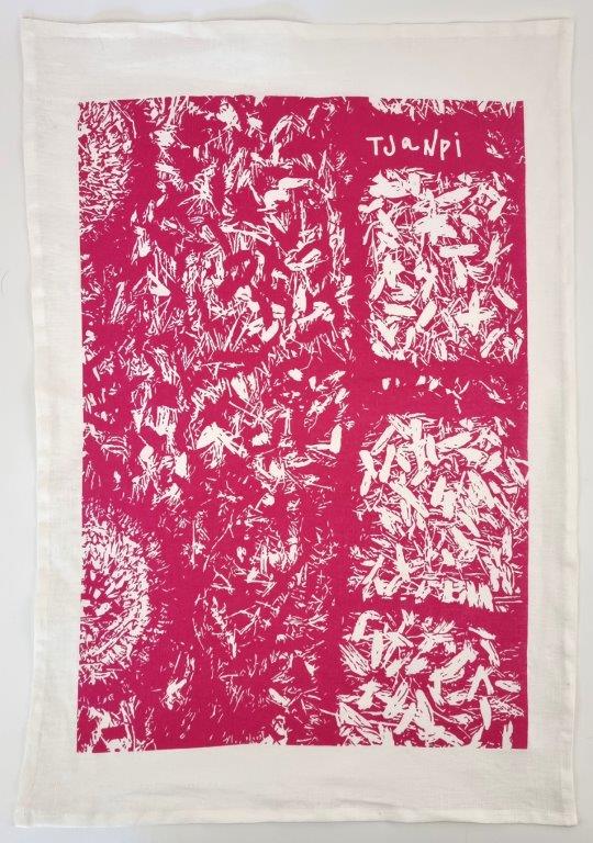 Tea Towel - Pink on White