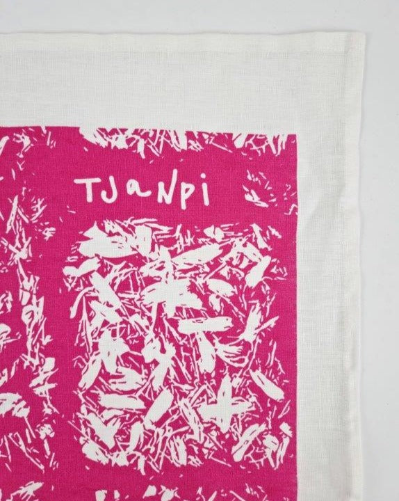 Tea Towel - Pink on White