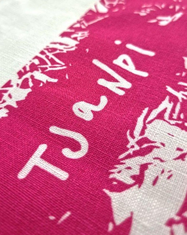 Tea Towel - Pink on White