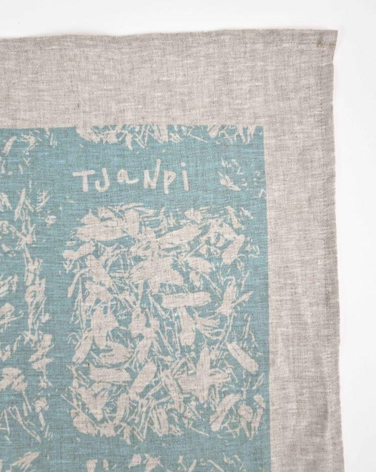 Tea Towel - Blue on Oatmeal