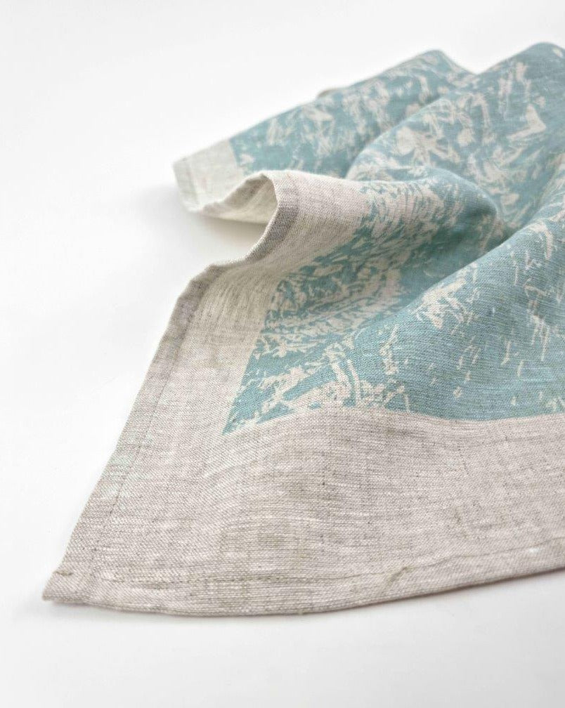 Tea Towel - Blue on Oatmeal